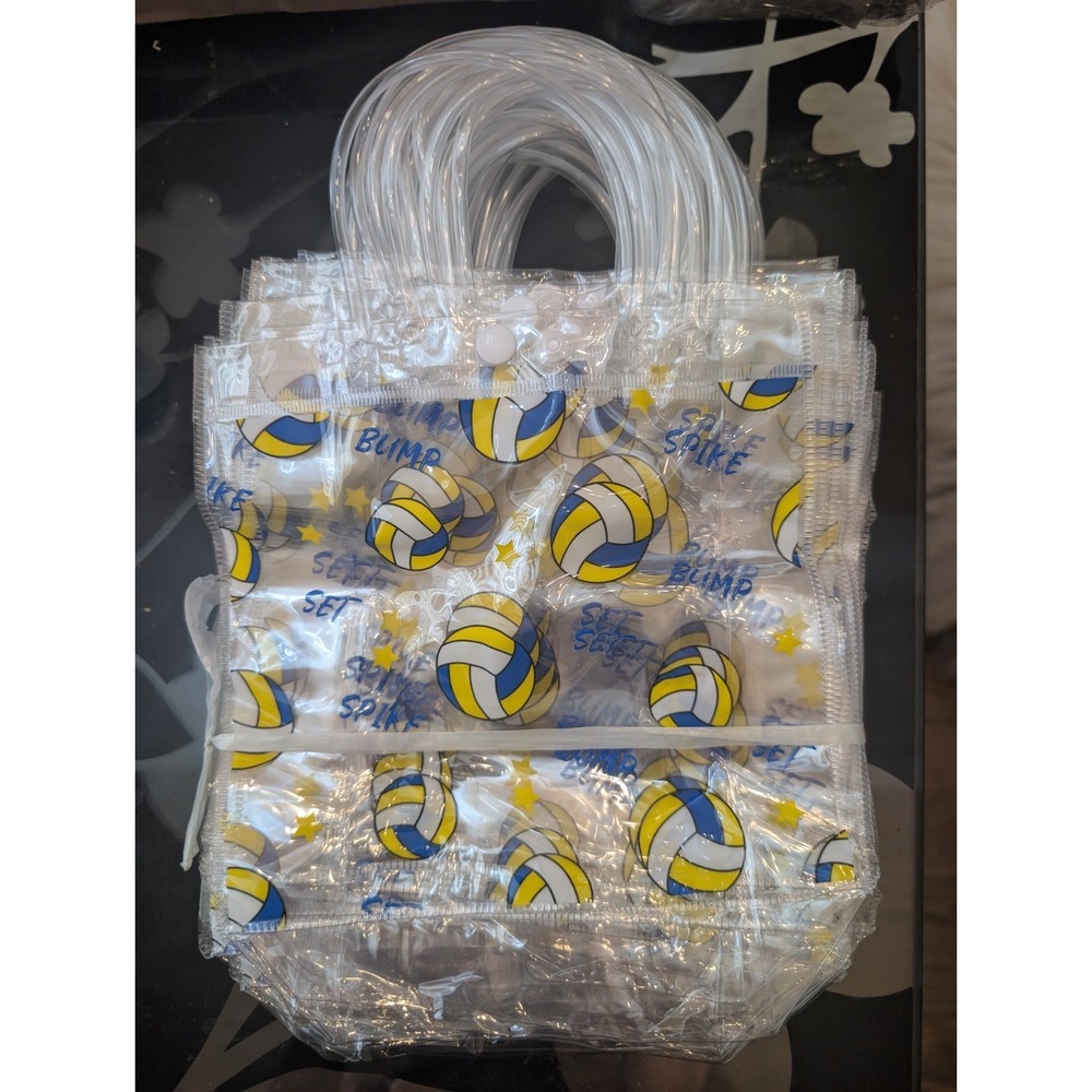 Jeqqinuz 24 Pcs Volleyball Clear Goodie Bags PVC Sports Party Favor Snack Totes